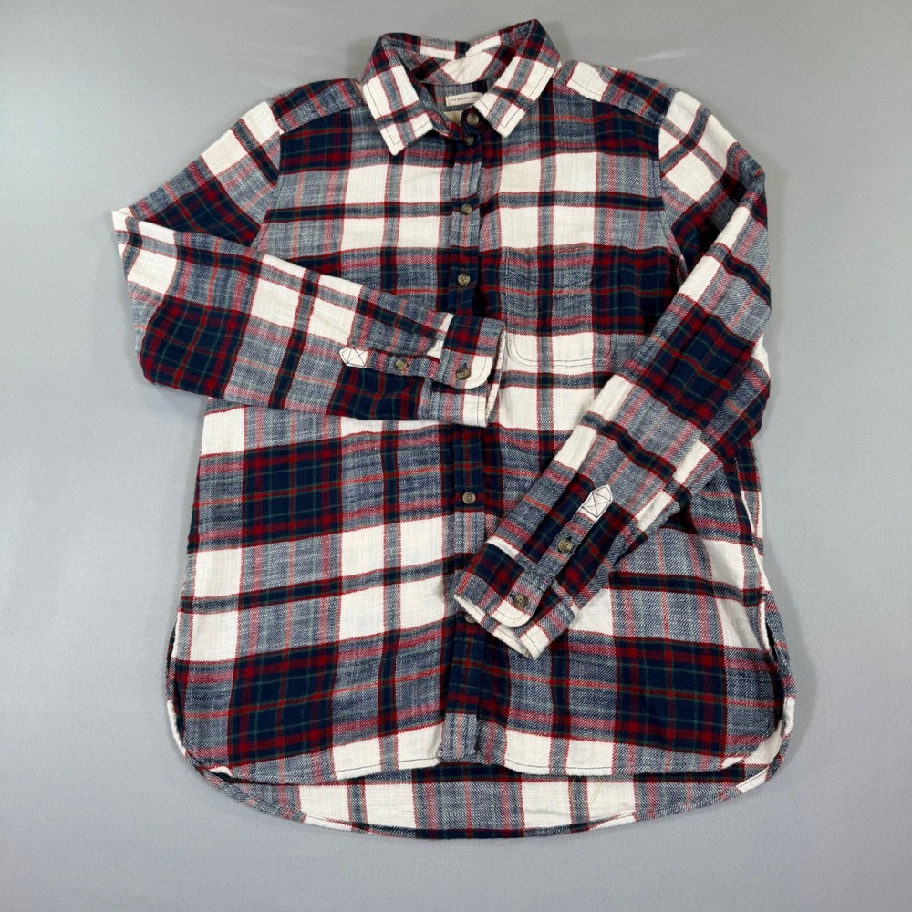 American Eagle Flannel Shirt Mens Medium Red White Blue Plaid Soft Button Down